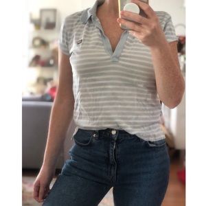 Ralph Lauren Baby Blue Striped Polo Shirt